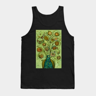 Cute Abstract Flowers in a Turquoise Vase Still Life Painting Tank Top